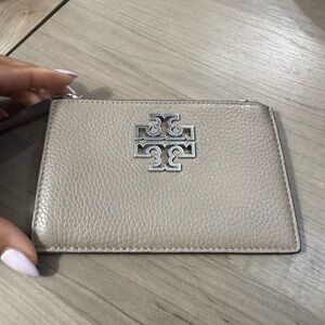 Tory Burch Taupe Leather Card Holder